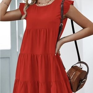 Kirundo Tiered Ruffle Dress Medium Sleeveless Fuschia